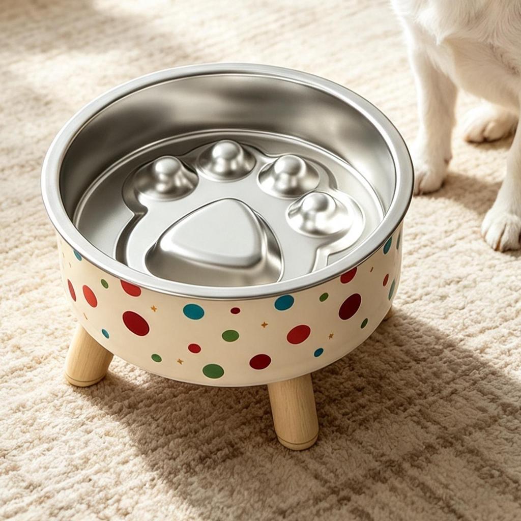 elevated cat bowl stainless steel neck protection large capacity anti slip Dog Slow Feeder Bowl Neck Support Anti Spill Pet Dish