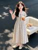 Girl's Elegant Blue & White Floral Lapel Summer Dress 2026