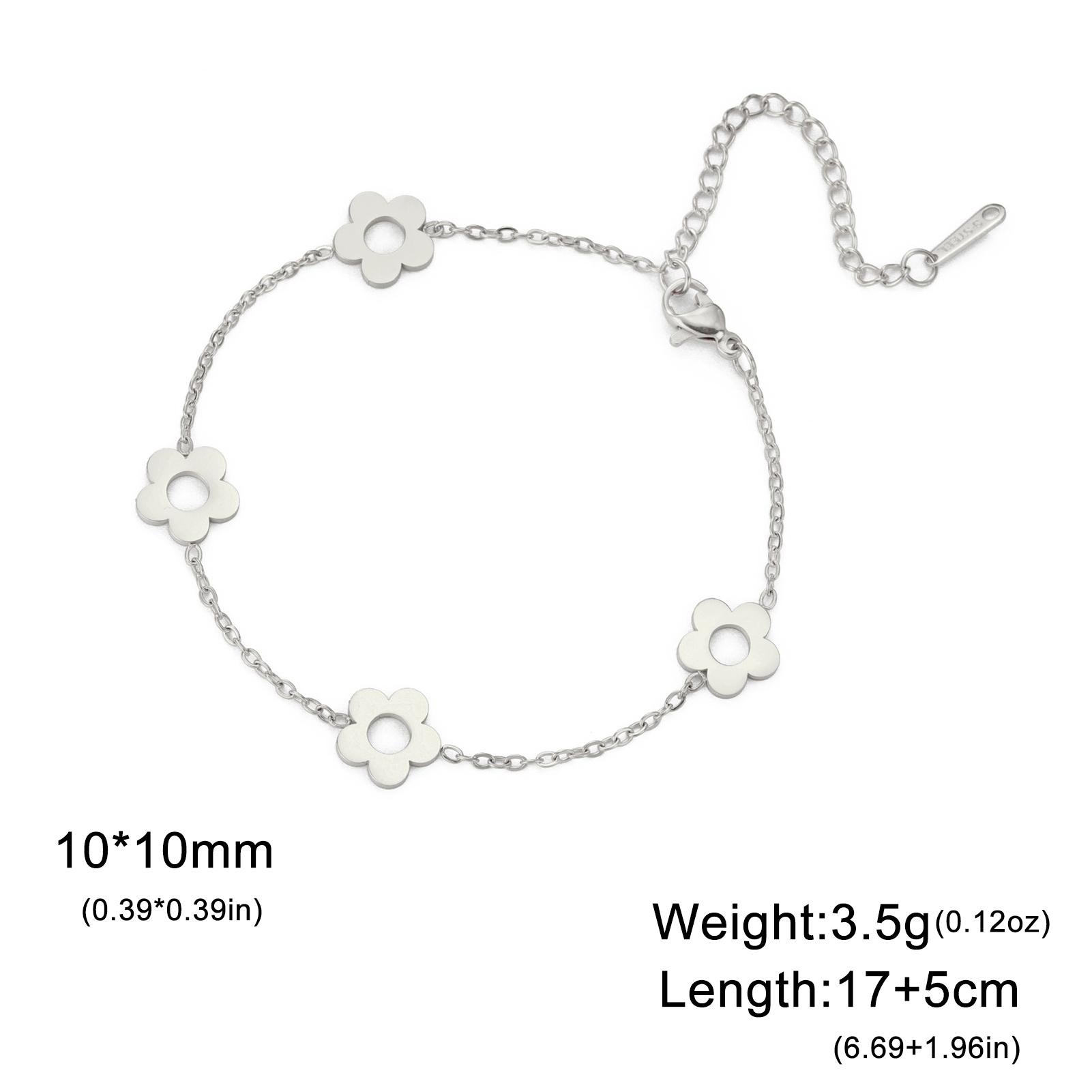 

Teamer Cute Little Flower Bracelet Stainless Steel Women s Bracelet Steel Gold Color Daily Street Party Jewelry Wholesale 17-22cm