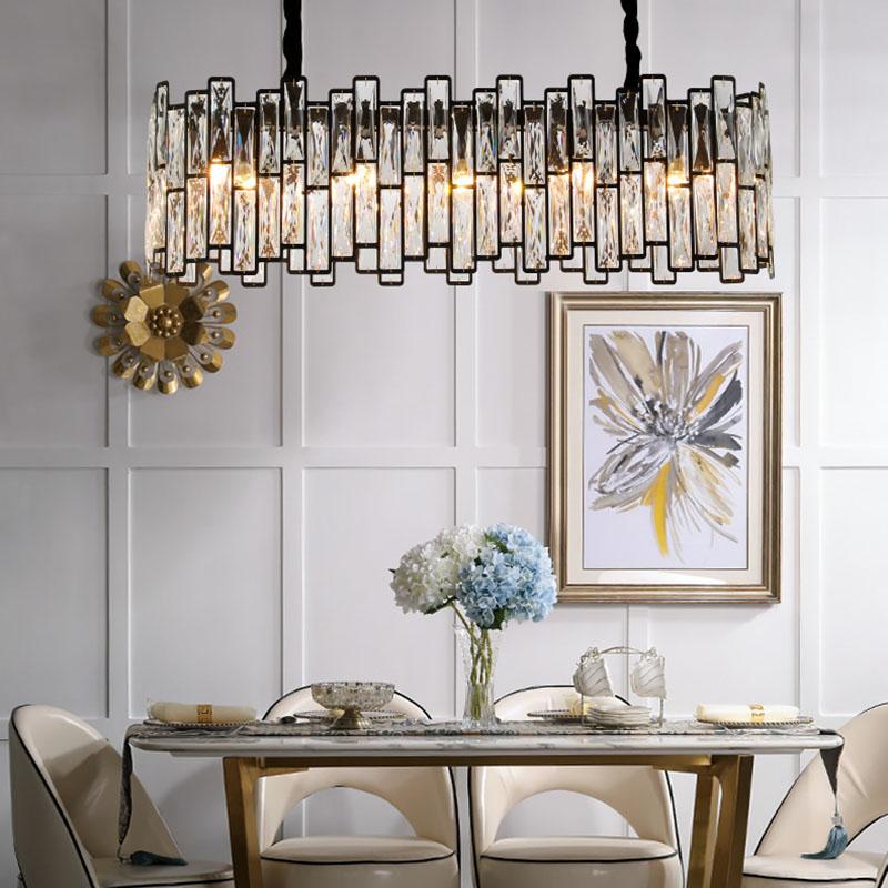 New LED Crystal Chandelier Lamp Luxury Black Lustre Kitchen Island Chandeliers Living Room Dining Home Ceiling Lighting Fixtures