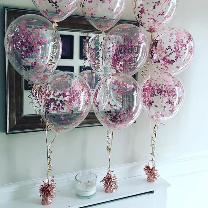 10pcs 12inch Glitter Confetti Latex Balloons Clear Transparent Ball Baby Shower Birthdy Party Wedding Decoration Air Globos