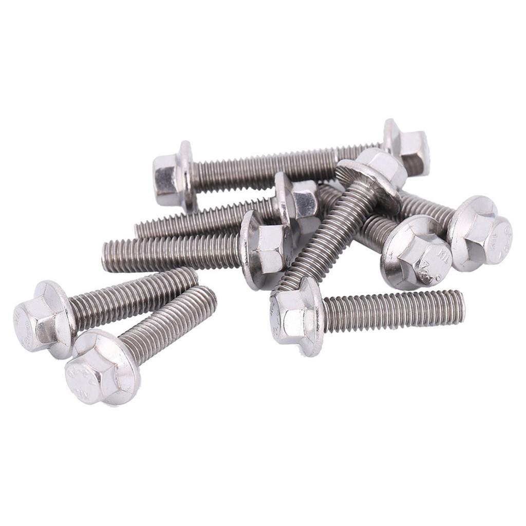 10pcs M6 Stainless Steel SS304 Hex Flange Screws   Washer Head  S Fastener