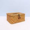 Chic Woven Storage Basket with Lid - Decorative Artistic Tissue Box Holder for Living Room, Rectangular Fabric Organizer for Cosmetics & Accessories