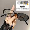 Oval Frame Pochromic Myopia Glasses for Women Color Changing Anti Blue Light Outdoor UV Protection Near Sighted Eyewear