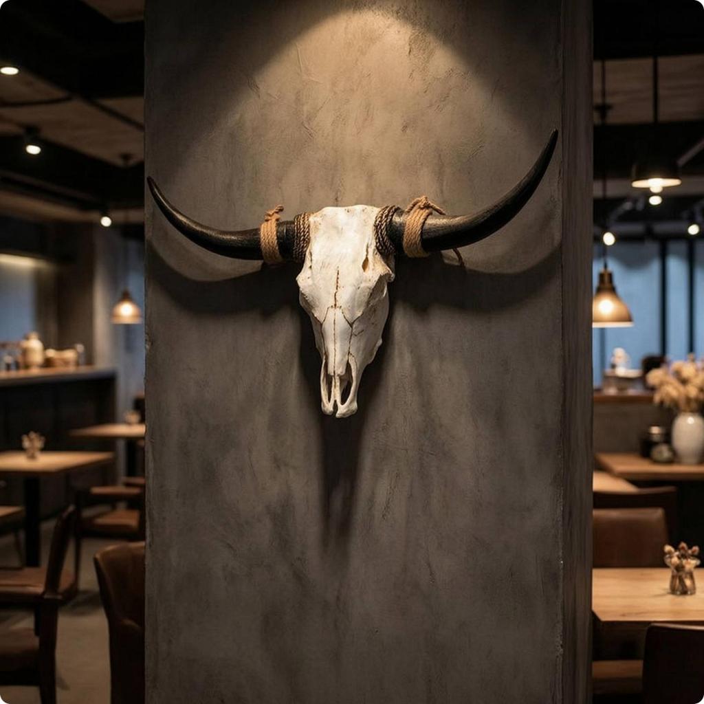 Southwestern Bull Skull Wall Decor Resin Hanging Farmhouse Boho