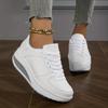 Women's Wedge Rocker Sneakers, Casual Lace Up Low Top Height Increasing Trainers, Comfort Walking Platform Shoes