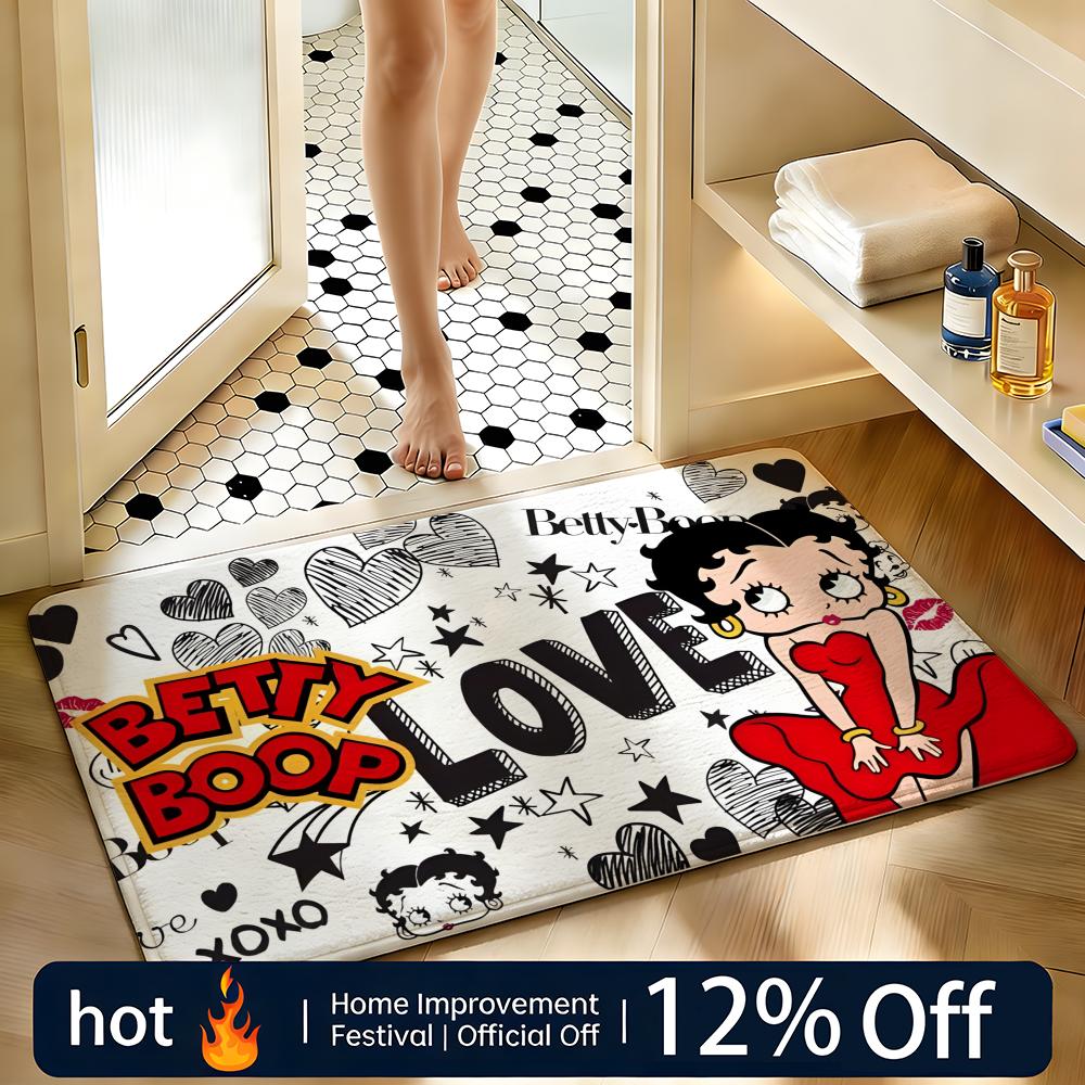 Soft Absorbent Non-Slip Rug Character Betty Boop Floor Mat Home Decor Doormat Bedroom Floor Mat Shower Carpet