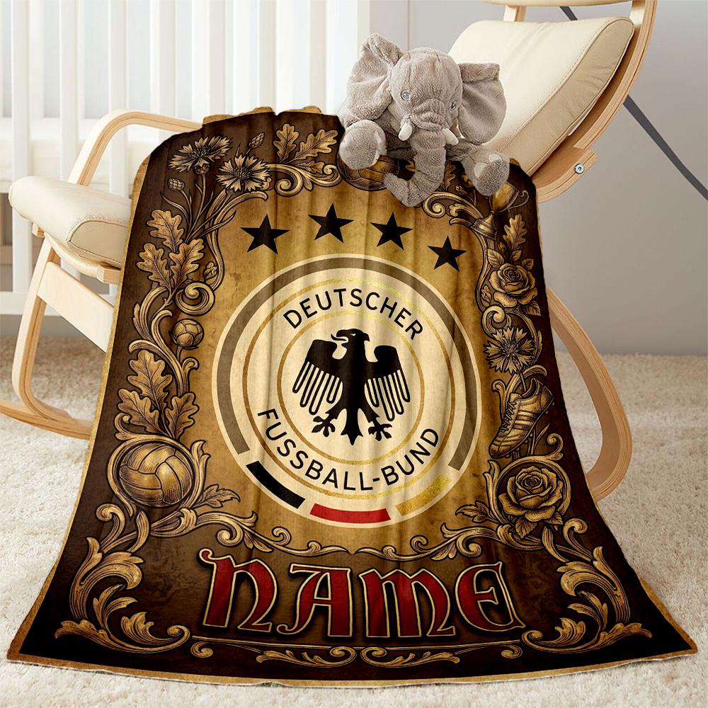 German Football Crest Artwork Personalized Text Blanket Gift Personalized Blanket Comfortable Suitable for Livingroom Sofa Living Room Home Decor