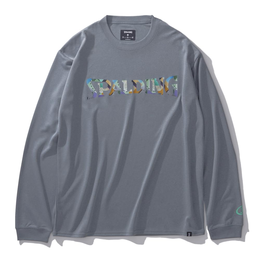 SPALDING Long Sleeve T-Shirt, Geometric Logo, Heather Gray, Size M, SMT24107
