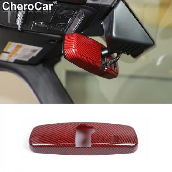 For Ford Bronco + Interior Rearview Mirror Shell Decor Trim Red Carbon Fiber