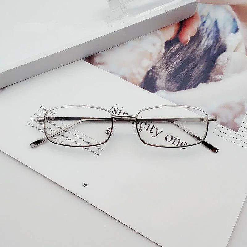 

Harajuku Y2K Women s Retro Small Glasses Rectangle Sunglasses Fashion Decorative Eyewear Metal Frame Glasses Cosplay Props