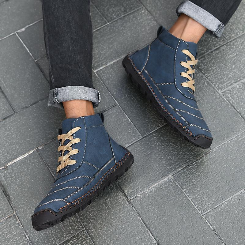 Ručně vyráběné dělené kožené boty Pánské boty Pohodlné kotníkové boty Pro muže Obuv pro volný čas Obuv na nástroje velké velikosti