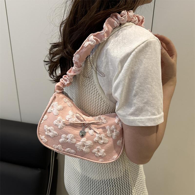 French bag women's fashion bow shoulder handbag niche design high-end underarm bag