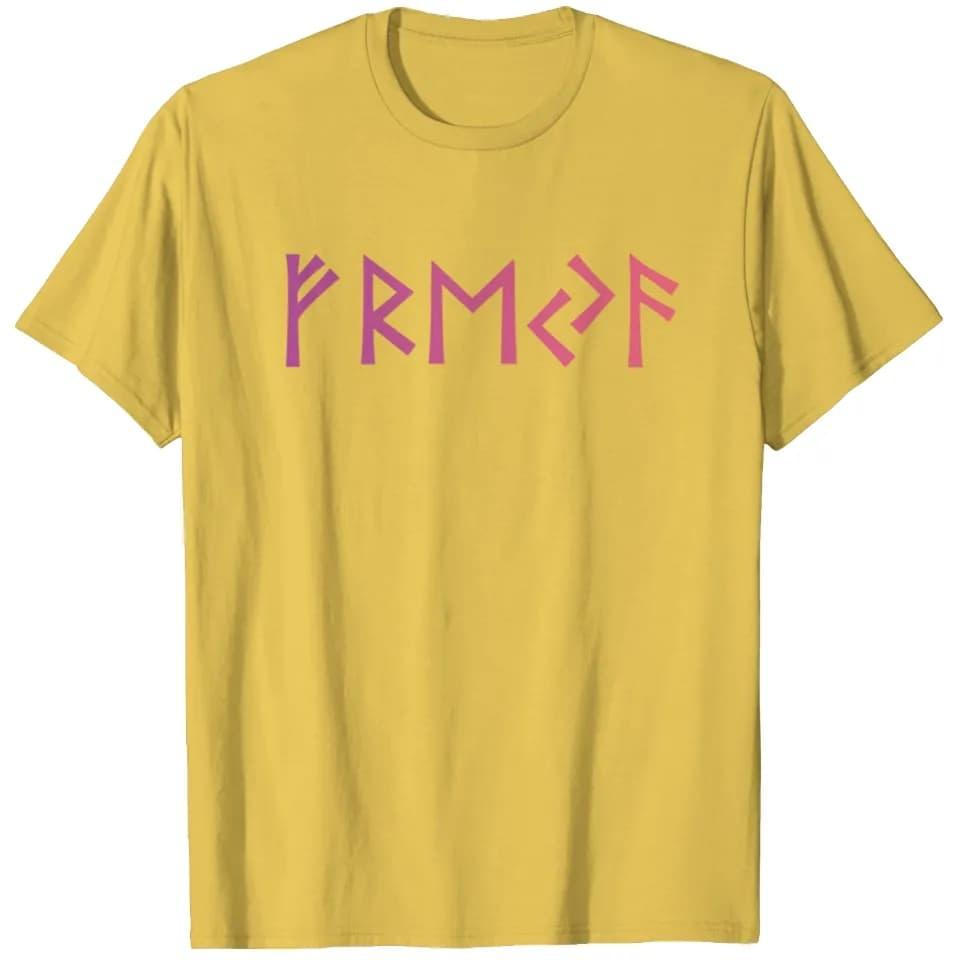 Viking Goddess Freya Freya Runes T-shirt, Printed with Simple Letters, Suitable for All Seasons, Casual Style, Neutral T-shirt