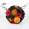 Faux Flower Bouquet Gothic Style Wedding Bouquets for Bride And Bridesmaid, Artificial Halloween Bouquet, Cobweb Arrangement Black Rose Blooms