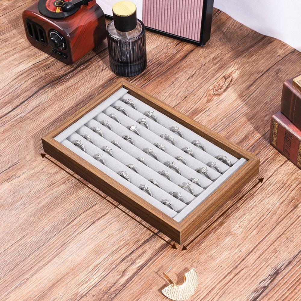 Simple Jewelry Organizer 12/24 Grids Jewelry Display Holder Wooden Jewelry Tray  Jewelry Seller