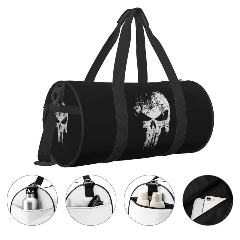 Skeleton Skull Print Round Travel Duffel Bag Lightweight Waterproof Durable Handbags Yoga Gym Sports Bag Outdoor Fitness Bags