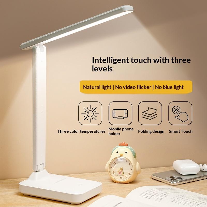 Składana Lampa Stołowa LED Lampa Biurkowa 3 Rodzaje Bezstopniowo Ściemniana Dotykowa Nocna do Czytania Ochrona Oczu Światło Nocne Ładowanie przez USB