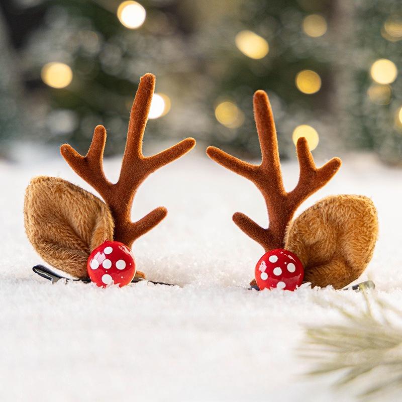 New Year Christmas Gift Kawaii Red Hair Pin Children Barrettes Bow Deer Santa Claus Kids Headwear Girls Kids Hair Accessories