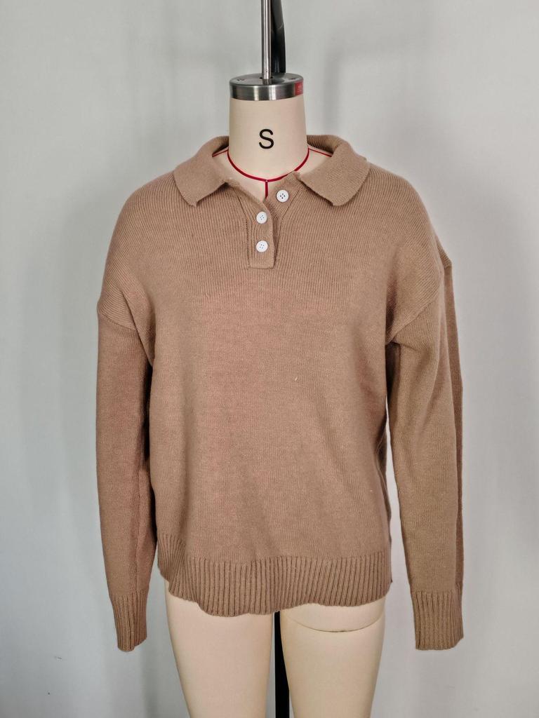 European & American Women's Loose Lapel Long Sleeve Sweater - Autumn/Winter 2025 Collection