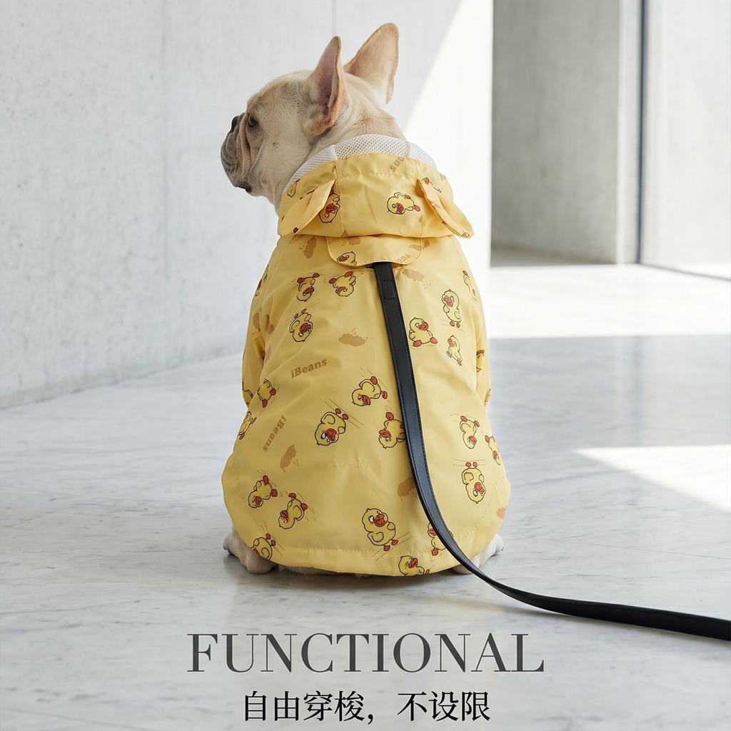 Pet Raincoat Double Layer Waterproof Traction Rope Umbrella White Yellow Duck Breathable Hat Dog Clothing Large Dog