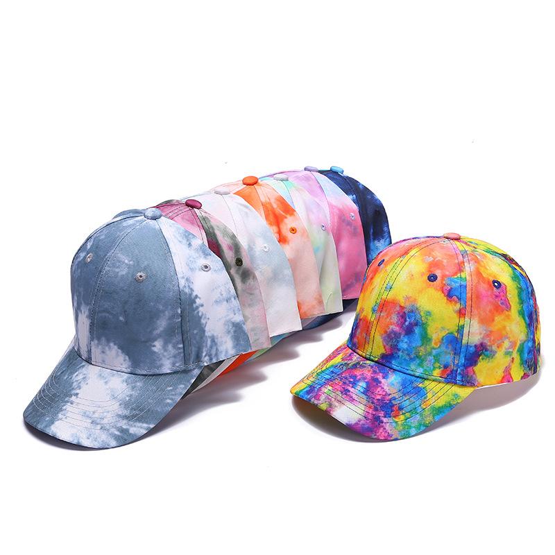 Kapelusz Hip-hop Tie Dye Ochrona przed Słońcem i Cień na Zewnątrz Czapka z Daszkiem Męska Kapelusz z Dziobem Kaczki Lato
