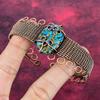 Copper Chrysocolla Gemstone Cuff Bracelet Copper Wire Wrapped Adjustable Bangle