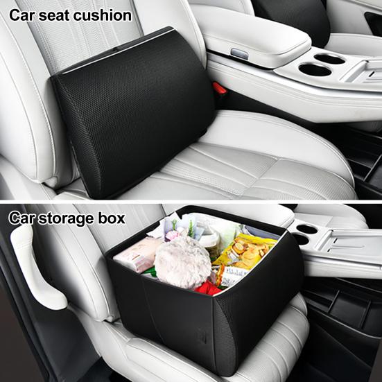 Foldable Car Seat Storage Box 2-in-1 Lumbar Support And Organizer Canvas Backseat Caddy for Snacks And Accessories Home Auto Use