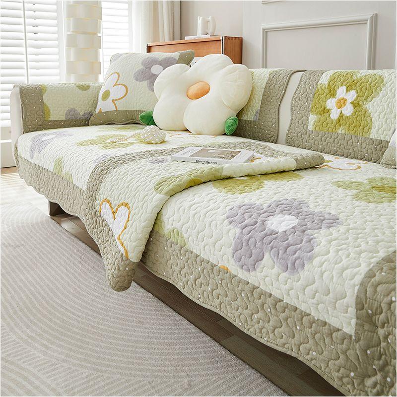 

Four Season All Cotton Non Slip Sofa Cushion Pure Cotton Minimalist Modern Four Seasons Universal Seat Cushions Fabric Leather Sofa Cover Towel Flower 45*45cm pillow case without core single