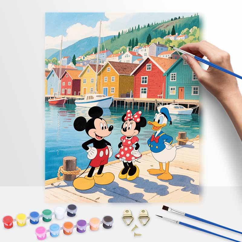 Disney Mickey Minnie Donald Duck Paint by Numbers Painting Art Kit Home Decor Gift