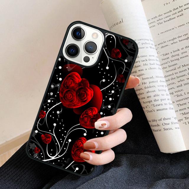 Elegant Vintage Floral Rose Phone Case Back Cover for iPhone 17 Air 16 15 14 13 11 12 Pro Max Plus Fundas Coque