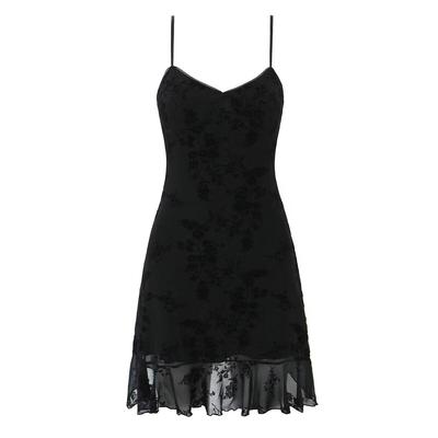Autumn 2025 European Style Women's Black Mini Slip Dress