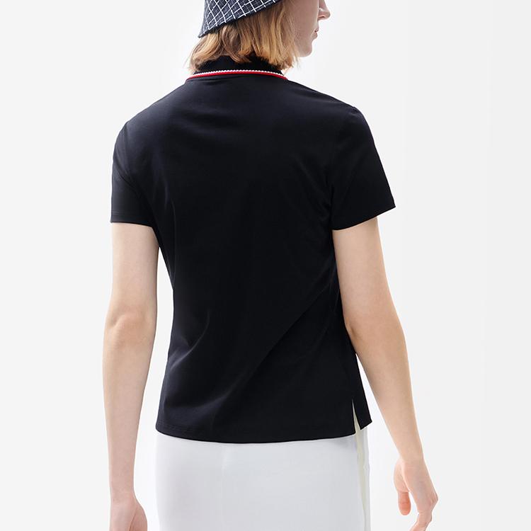 FILA Solid Color Sports Casual Short Sleeve Polo Shirt Women tops Legendary-Blue F11W221104FNV