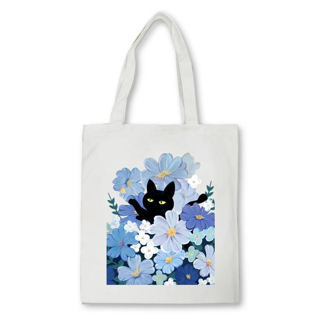 

Сумка-шоппер с милым котом, кавайная женская большая холщовая сумка, эко многоразовая сумка для покупок с мультяшным котом, женская сумка 29*32cm