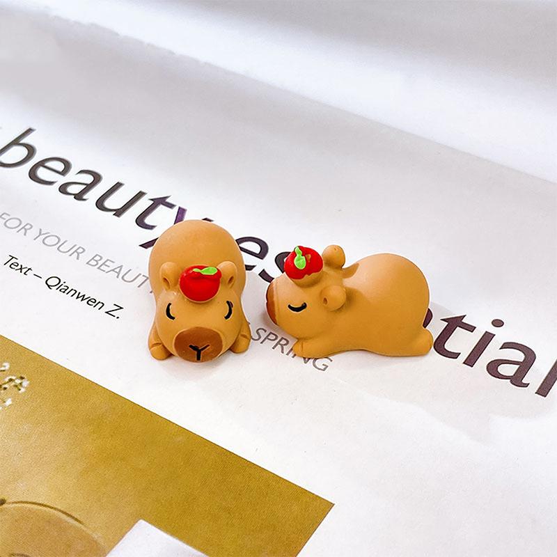 Mini Capybara Resin Miniature Figurine Resin Diy Accessories Desktop Small Ornaments Homemade Car Decoration Figurines