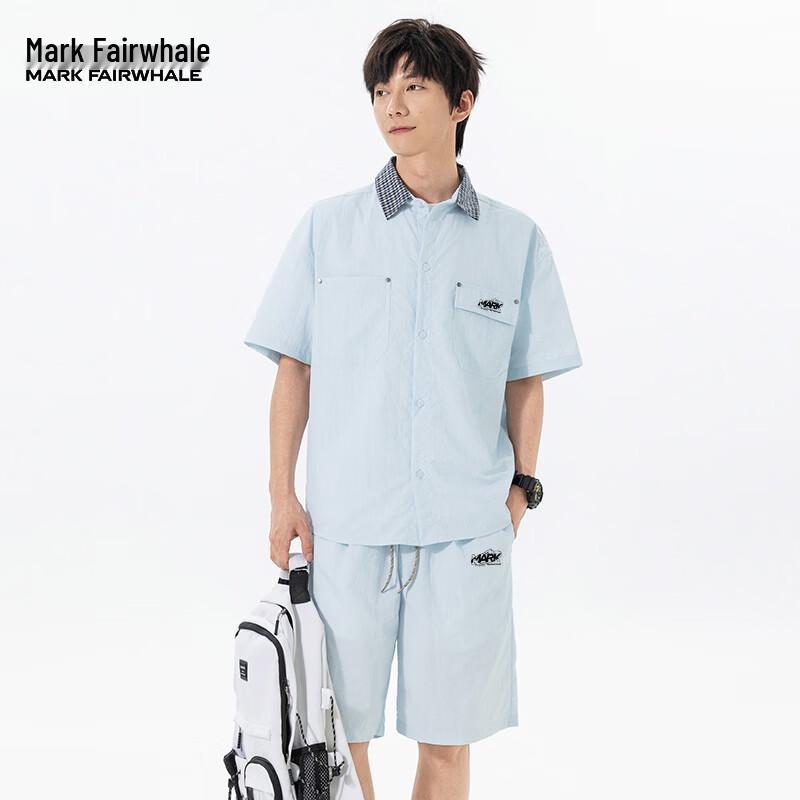 MARK FAIRWHALE Men s Summer Casual Sports Suit M небесно-голубой