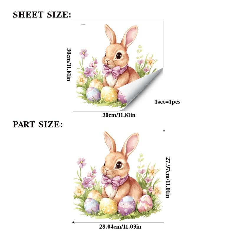 Easter Bunny And Flower Stickers Removable Waterproof Pvc Decals For Living Room Balcony Window Decor Easter Party Decoration