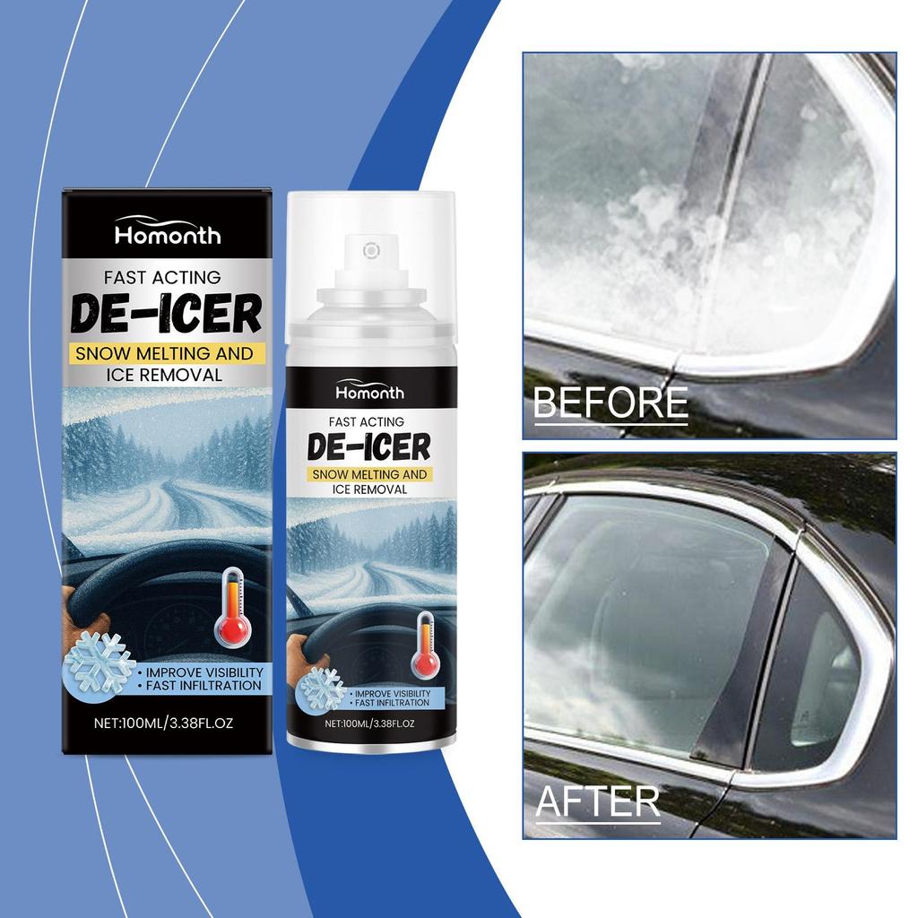 Auto-Enteiser Spray, Schnelles Schmelzen von Eis für Windschutzscheibe & Fenster, Schnee-Enteiser