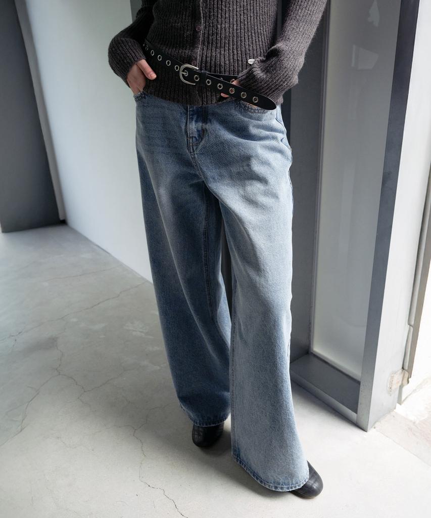 ROLAROLA Damage Wide Denim Pants Blue