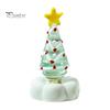 Handcrafted Holiday Table Decor Handmade Glass Christmas Tree Ornament with Star Top And Colorful Bead Details, Unique Gifts for Friends Desktop