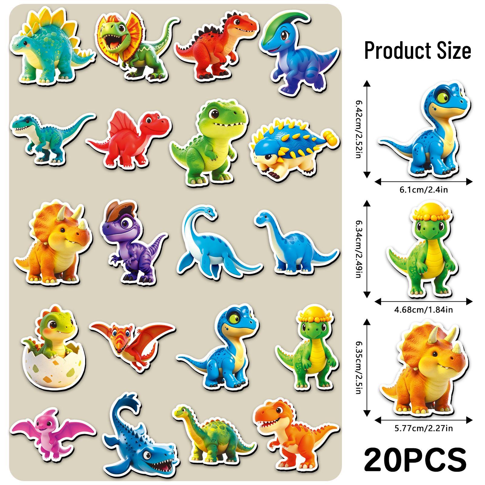 20 Original 3D Dinosaur Fridge Magnets - Cute Cartoon Animal Magnetic Stickers for Kids 5.5-8.5CM