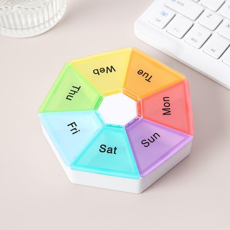 New Mini 7 Day Weekly Colorful Petal Pill Cases Organizer Box PP Food Grade Material, Portable Medicine Splitter Case Medicine
