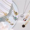Cute Small Turtle Zircon Enamel Pendant Necklace Stainless Steel Chains Simple Animal Choker Jewelry Party Gift For Women Girls