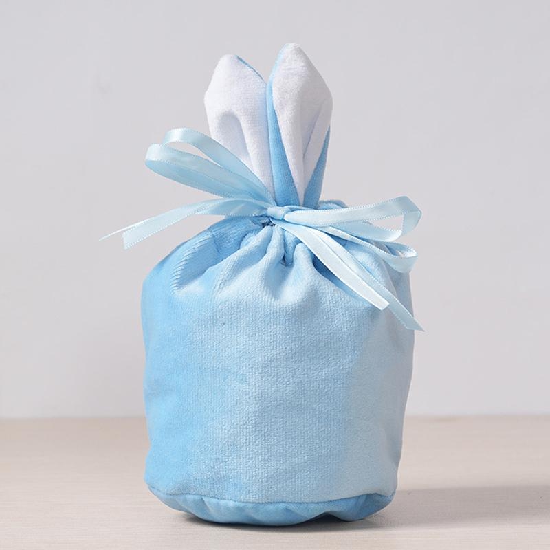 Easter Rabbit Ears Candy Bag Cute Bunny Velvet Draw Rope Candy Bags Gift Packing Bags Wedding Birthday Party Jewelry Organizer