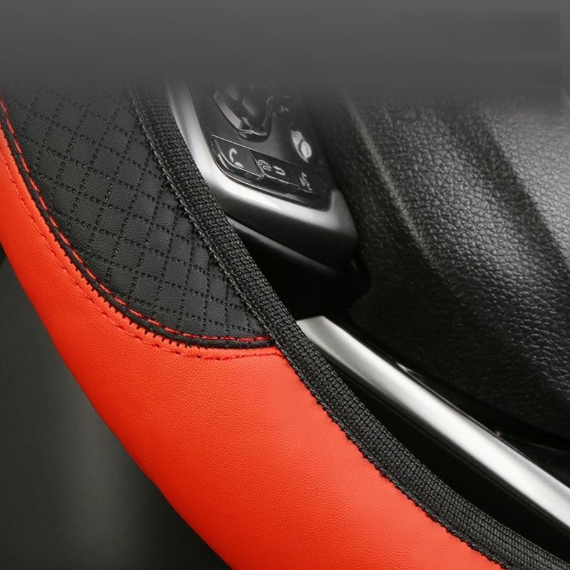 Universal Fit Faux Leather Steering Wheel Cover Breathable Non-Slip All-Season Fits Most Cars 14.5-15 Inch Steering Wheel Cover