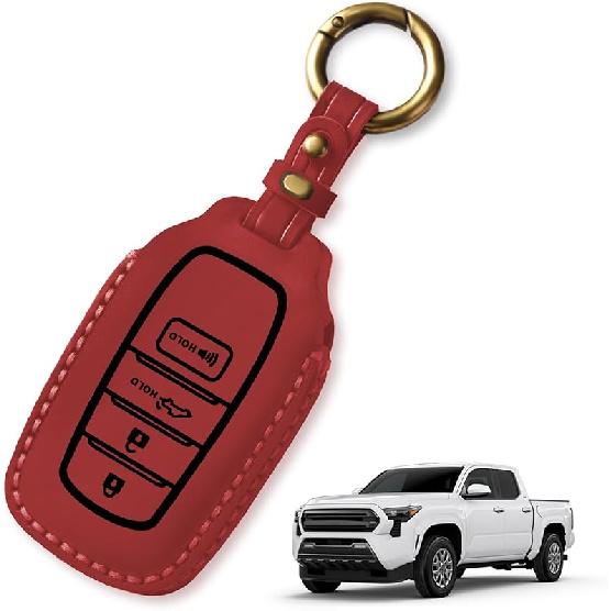 Muslogy Key Fob Cover Compatible with Toyota Tacoma 2024 Accessories Smart Key Shell 4-Button Remote Key Fob Case Replacement Protection Custom Made