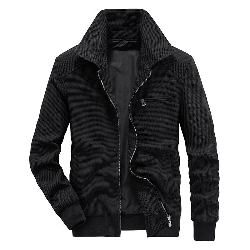 Autumn and Winter Business Casual Youth Jacket Middle-aged Loose Elastic Dad Wear Men's Tooling Stand-up Collar Jacket