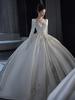 Elegant Long Sleeve Satin Wedding Dress for plus Size Pregnant Women Outgoing Vintage Slimming Winter Wear Korean Style