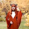 Reindeer Cosplay Cloak For Women With Face Decor For Halloween And Christmas Events