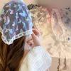 Soft Wrap Lace Triangle Scarf Sweet Printing Hair Scarf Fashionable Floral Cotton Head Scarf  Beach